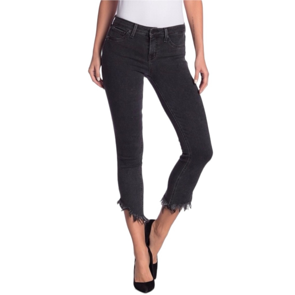 Level 99 Mid Rise Liza fringe Skinny Jeans size 29 in faded Black Stretch